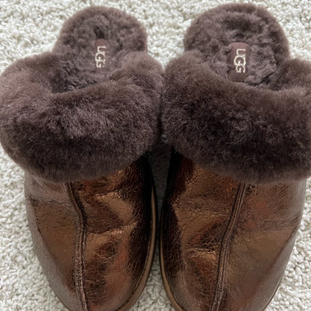 Ugg metallic bronze slippers
